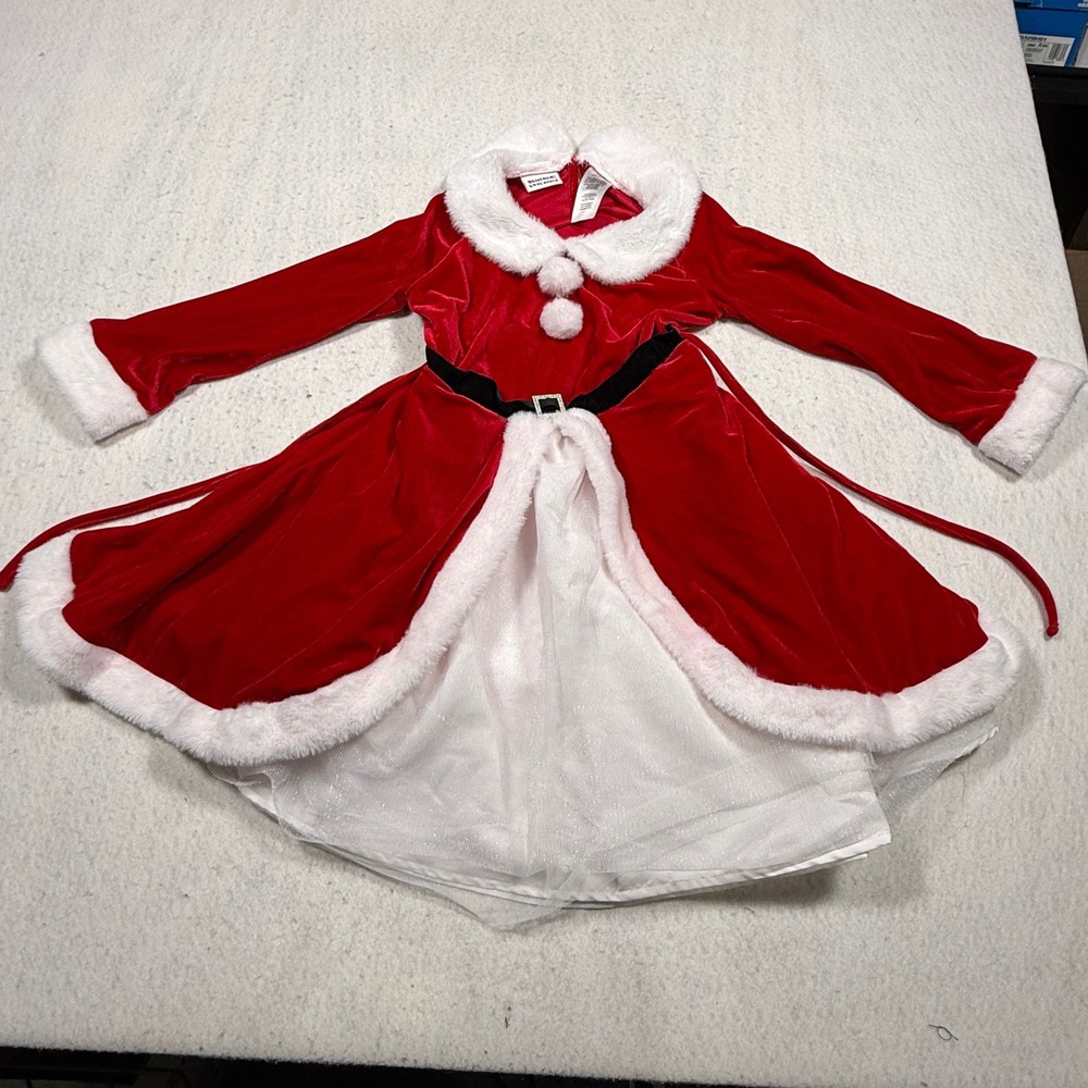 Blueberi Boulevard Kids Red Velvet Faux Fur Christmas Dress BBHGH63X Size 7/8